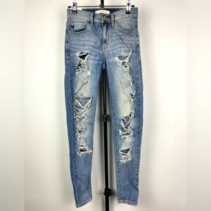 Kancan‎ Light Blue Distressed Destroyed KC11004 Skinny Jeans
